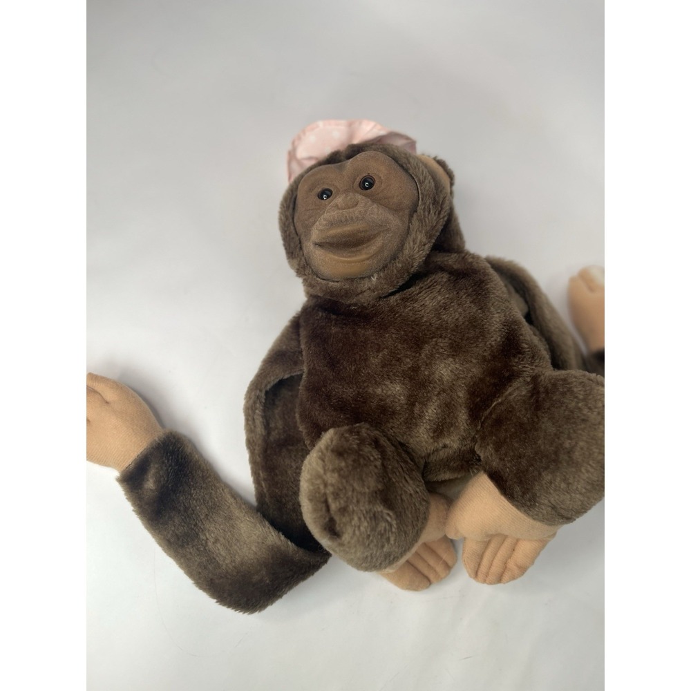 Vintage Monkey Chimpanzee Plush Hand Puppet Stuffed Animal Realistic